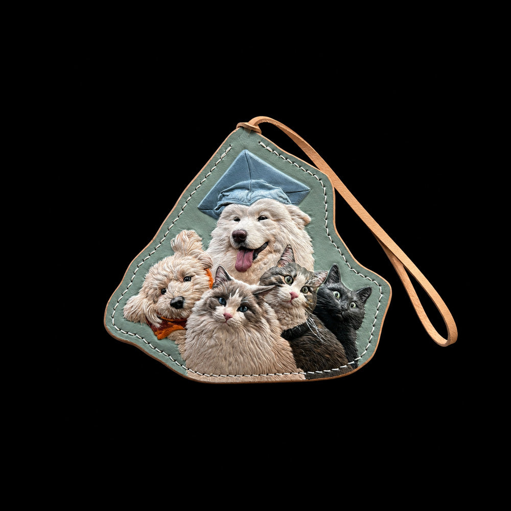 Custom Multi-Cat Leather Portrait
