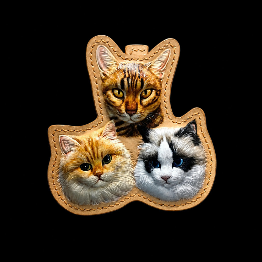 Custom Multi-Cat Leather Portrait
