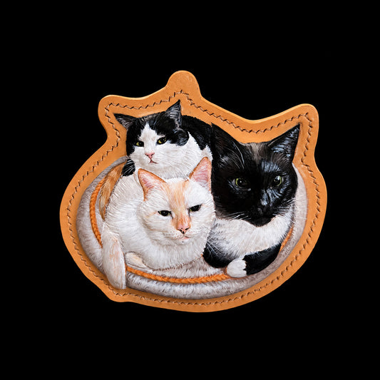 Custom Multi-Cat Full-Body Leather Portrait