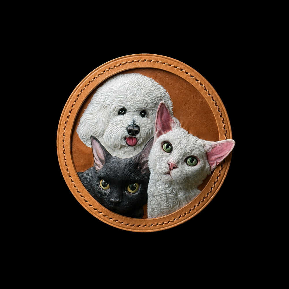 Custom Multi-Cat Leather Portrait