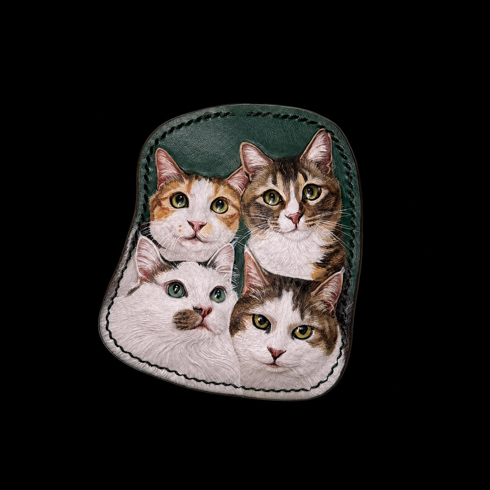 Custom Multi-Cat Leather Portrait