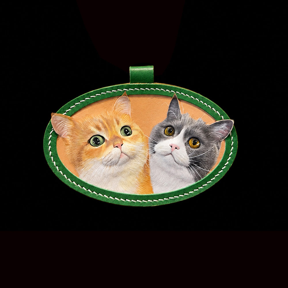 Custom Two-Cat Leather Portrait