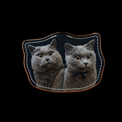 Custom Two-Cat Leather Portrait
