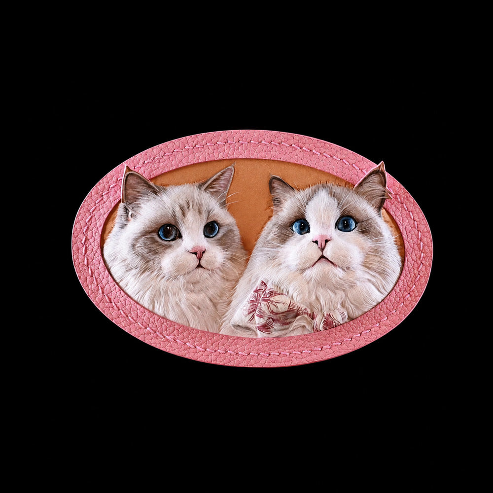 Custom Two-Cat Leather Portrait