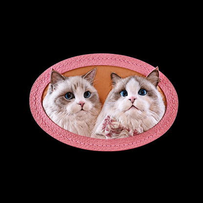 Custom Two-Cat Leather Portrait