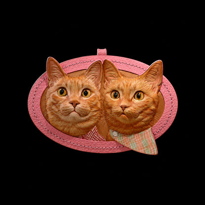 Custom Two-Cat Leather Portrait