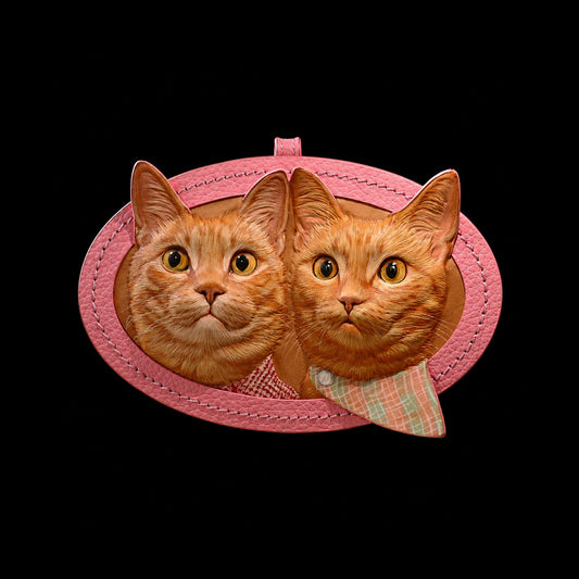 Custom Two-Cat Leather Portrait