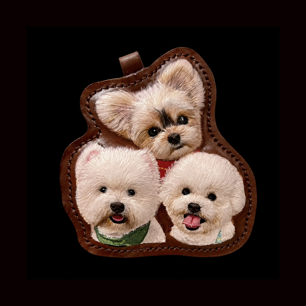 Custom Multi-Dog Leather Portrait
