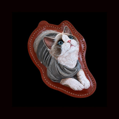 Custom Single Cat Full-Body Leather Portrait
