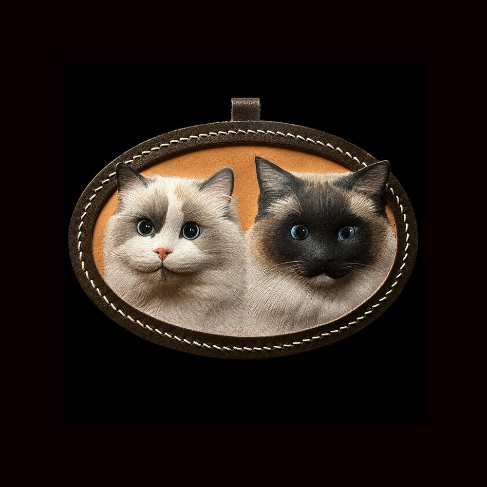 Custom Two-Cat Leather Portrait