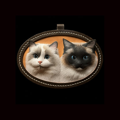 Custom Two-Cat Leather Portrait