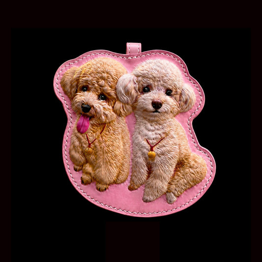Custom Two-Dog Full-Body Leather Portrait