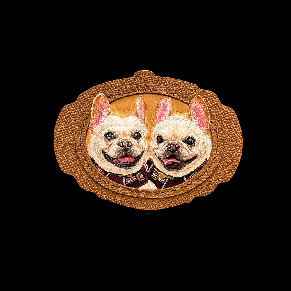 Custom Two-Dog Leather Portrait
