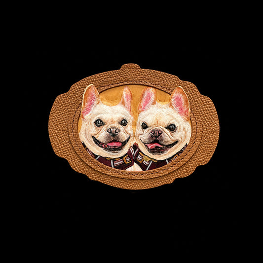 Custom Two-Dog Leather Portrait