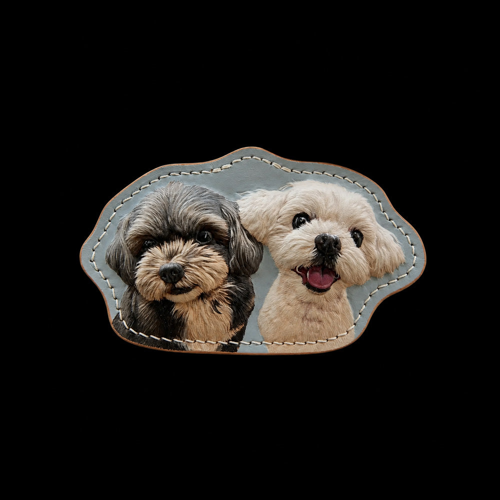 Custom Two-Dog Leather Portrait